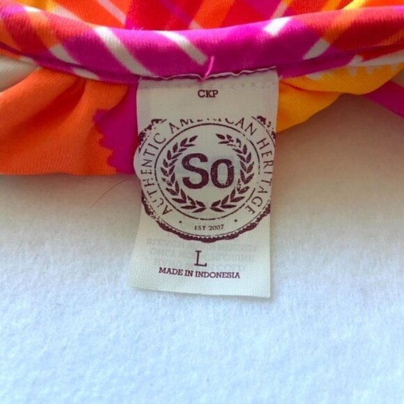 Reversible Bikini Halter Top Juniors Sz L Pink Orange Yellow Stripe Chevron - Picture 7 of 11